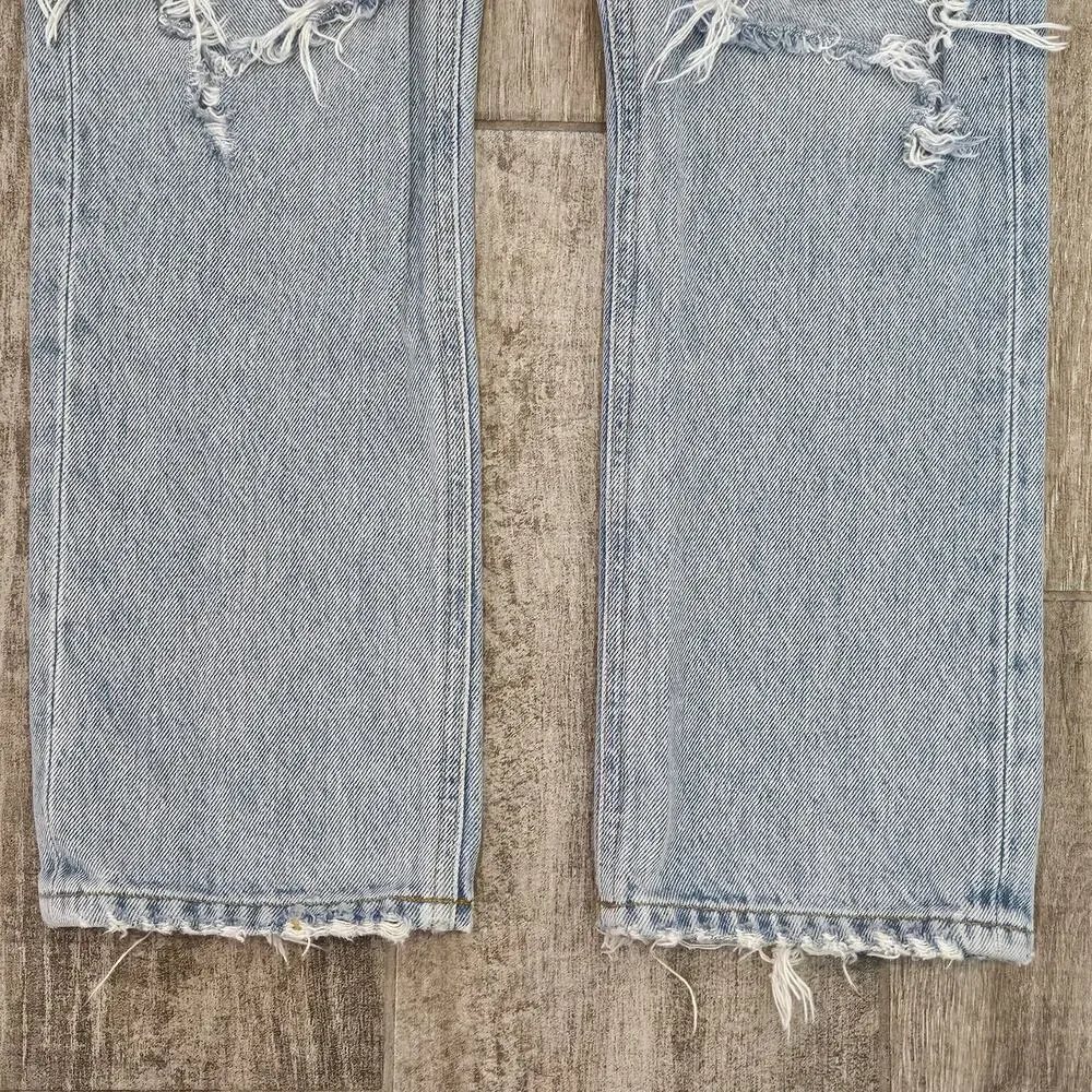 Agolde Jeans Women Size 25 Riley High Rise Crop Distressed Button Fly Light Wash